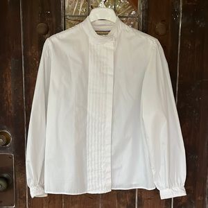 Vintage Bryn Connelly | Stand Collar Blouse w/ pleated front Puff Sleeves